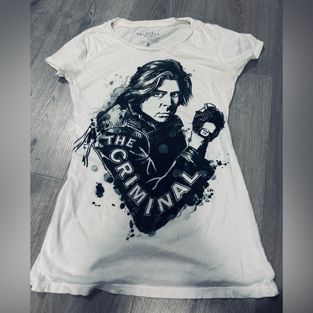 White Graphic T-Shirt with Black Design